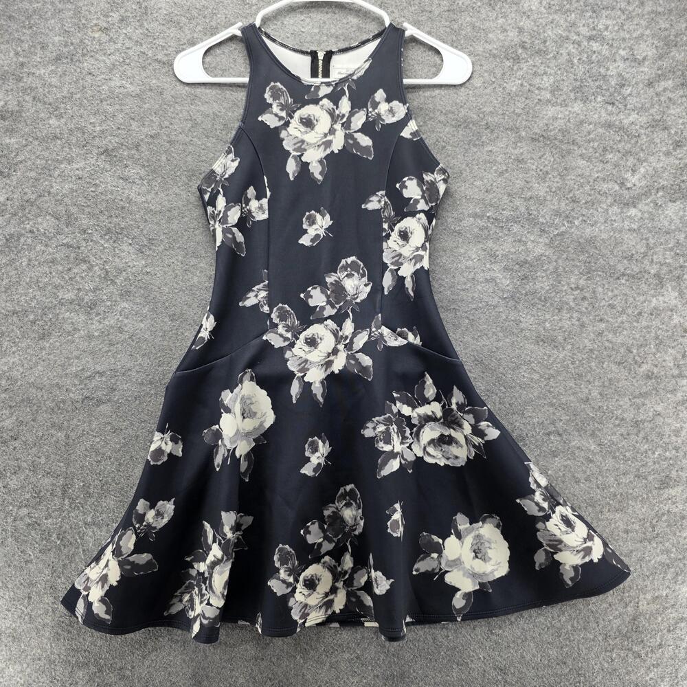 Abercrombie & Fitch Dress Womens Small Navy Floral Fit and Flare Skater Stretch